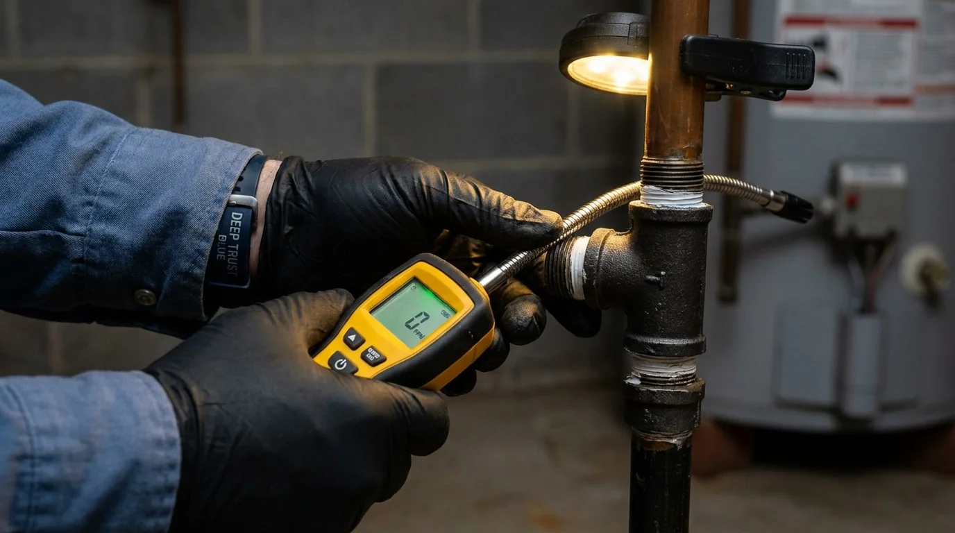 Gas leak detection with electronic sniffer by Johns Plumbing LLC in Kerman