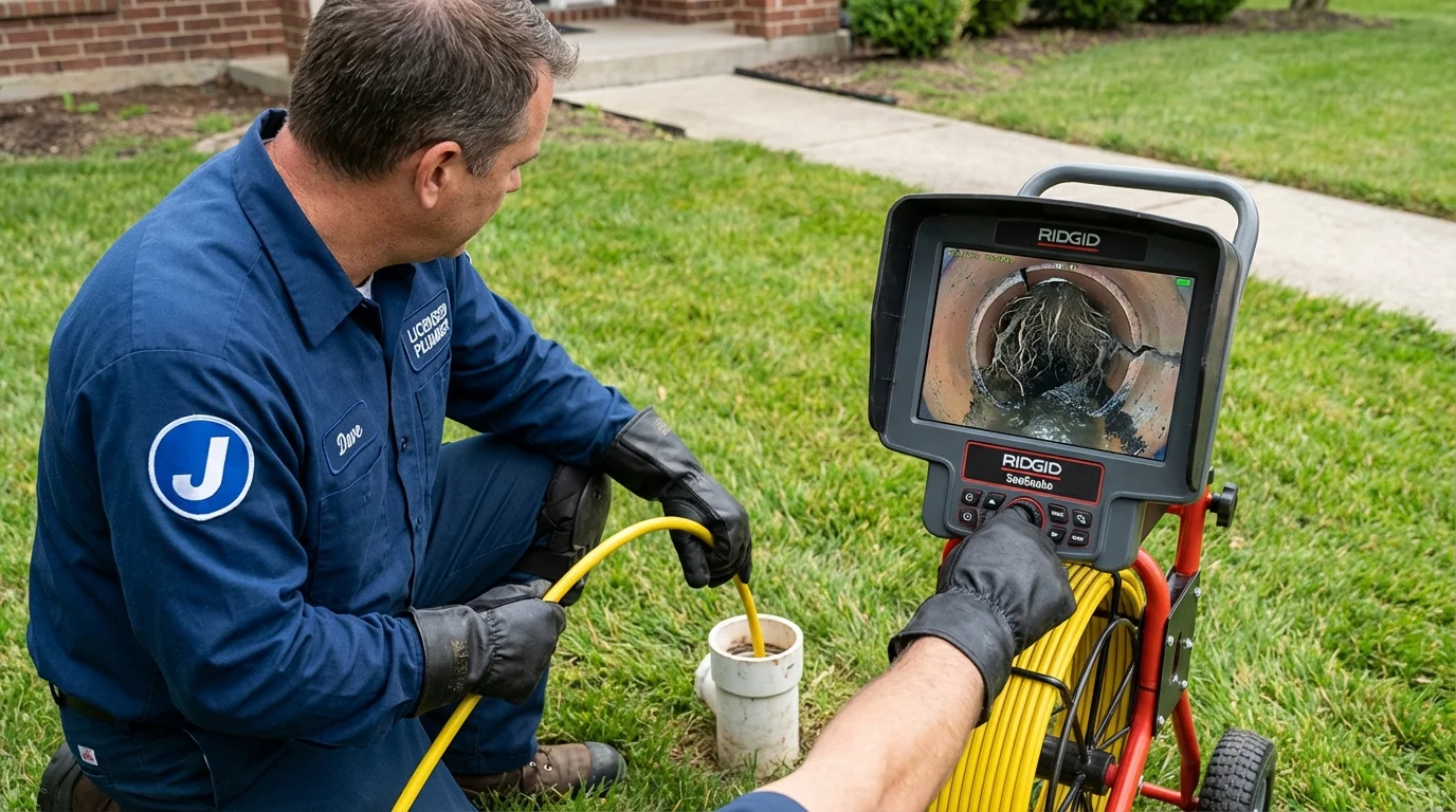 Sewer camera inspection being performed by Johns Plumbing LLC in Kerman
